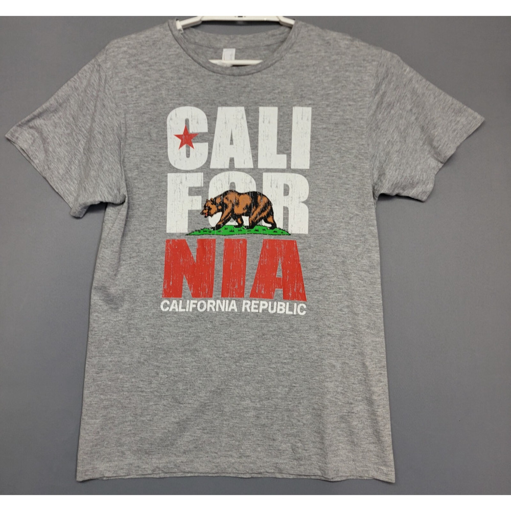 California Republic‎ T-Shirt Mens M Gray Heathered Bear Graphic Heritage